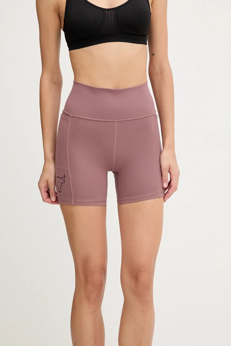 Under Armour pantaloni scurți de antrenament Project Rock culoarea roz, cu imprimeu, high waist, 6005086