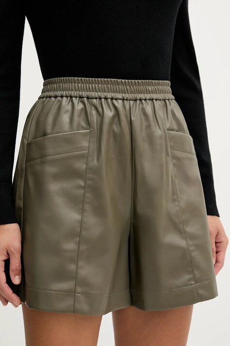 United Colors of Benetton szorty damskie kolor zielony gładkie high waist 4M3CD9029