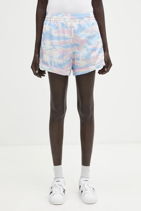 A Bathing Ape szorty Palm Tree Camo Shorts damskie kolor niebieski wzorzyste high waist 001SPL302003L