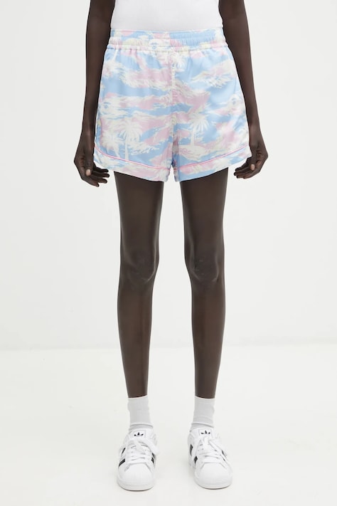 A Bathing Ape szorty Palm Tree Camo Shorts damskie kolor niebieski wzorzyste high waist 001SPL302003L