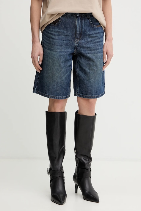 Miss Sixty szorty jeansowe damskie kolor niebieski gładkie high waist 6S3JJ47000