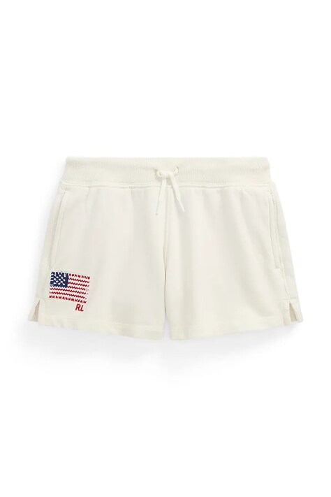 Хлопковые шорты Polo Ralph Lauren цвет белый регулируемая талия 313971139001
