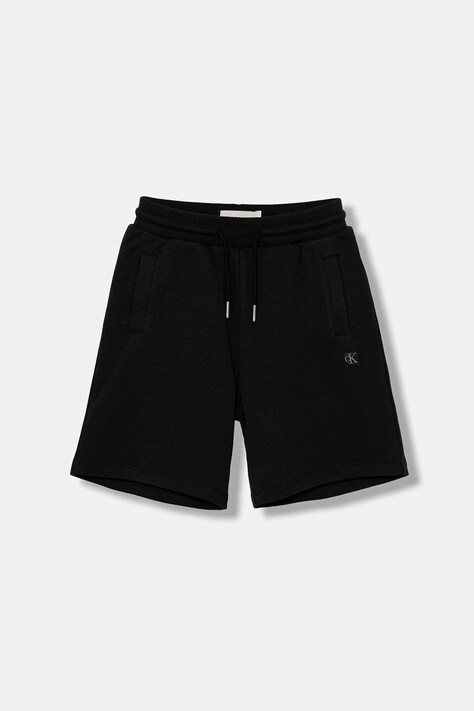 Calvin Klein Jeans szorty dziecięce kolor czarny gładkie regulowana talia IU0IU00704