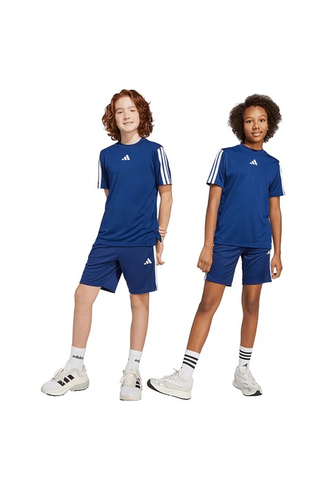 adidas szorty dziecięce kolor niebieski z aplikacją regulowana talia JJ1040