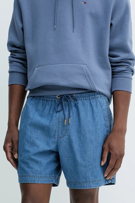 Bavlněné riflové kraťasy Tommy Jeans pánské, tmavomodrá barva, DM0DM21245