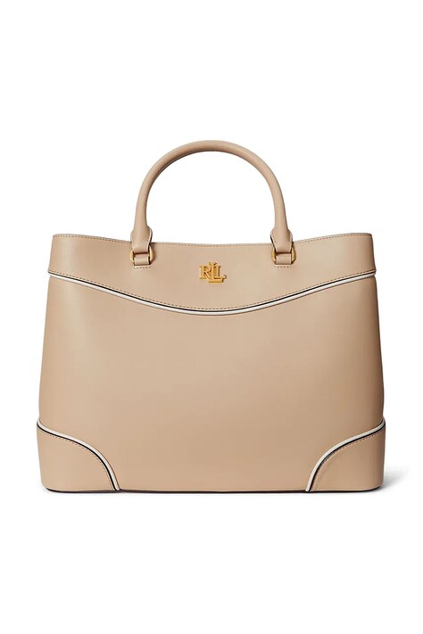 Lauren Ralph Lauren torebka skórzana kolor beżowy 431959595
