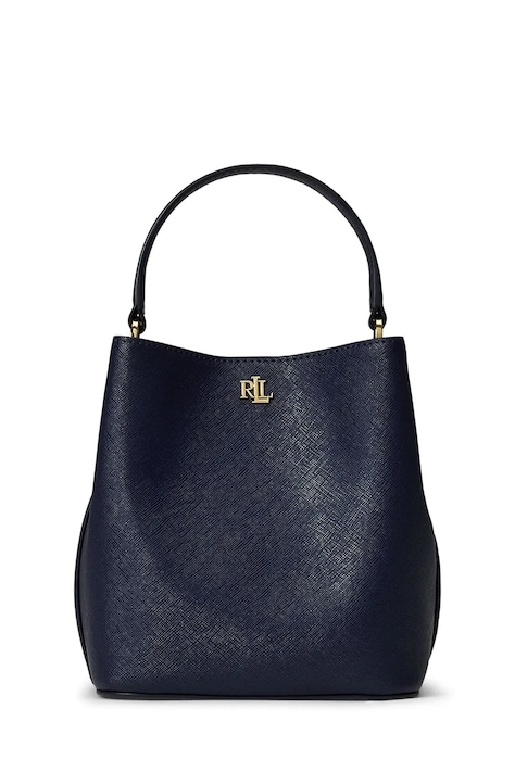 Kožená kabelka Lauren Ralph Lauren tmavomodrá barva, 431969365