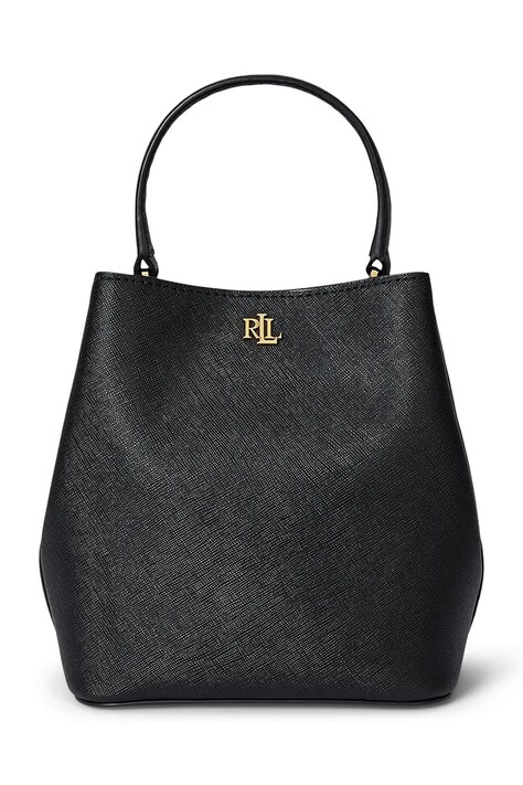Δερμάτινη τσάντα Lauren Ralph Lauren χρώμα: μαύρο, 431969365