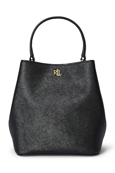 Lauren Ralph Lauren poșetă de piele culoarea negru, 431969365