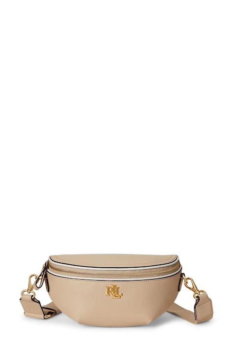Lauren Ralph Lauren borsetă de piele culoarea bej, 431974467