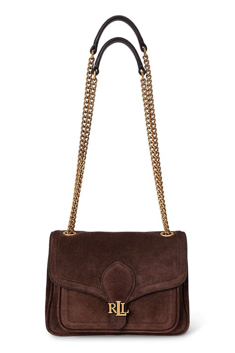 Kožená kabelka Lauren Ralph Lauren hnědá barva, 431974553