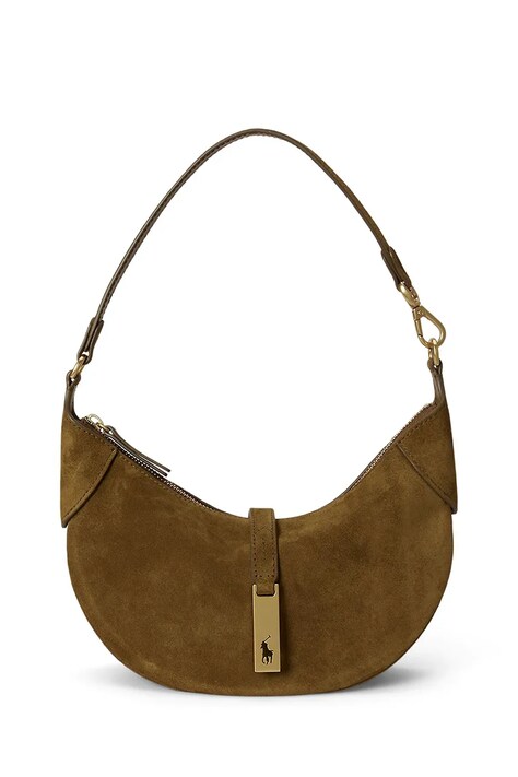 Polo Ralph Lauren torebka zamszowa kolor brązowy 428922880