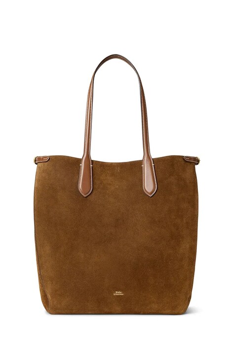Polo Ralph Lauren shopper torba ženska od brušene kože smeđa 428968152