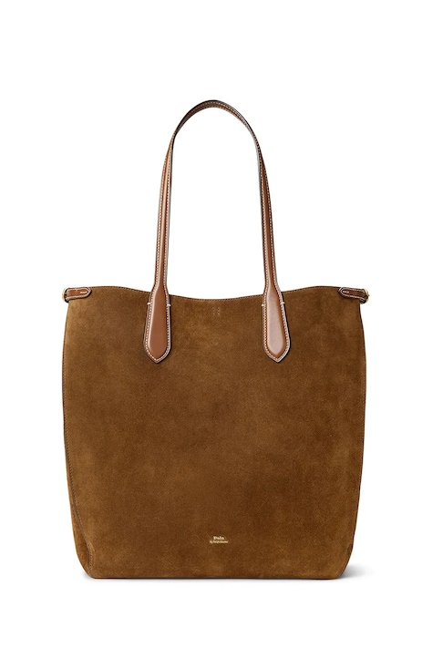 Polo Ralph Lauren shopper torba ženska od brušene kože smeđa 428968152