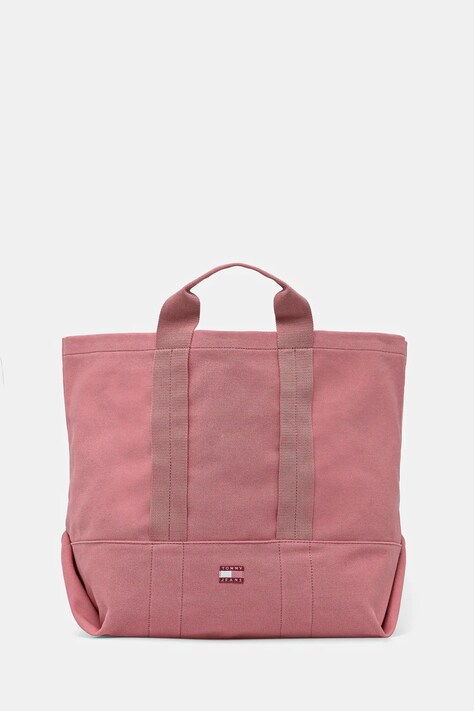 Tommy Jeans geantă de bumbac culoarea roz, AW0AW17542