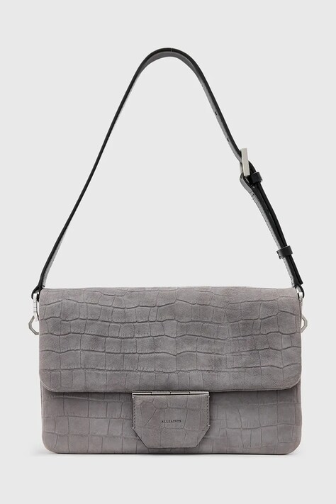 AllSaints geantă de piele ONDINE culoarea gri, W353XC
