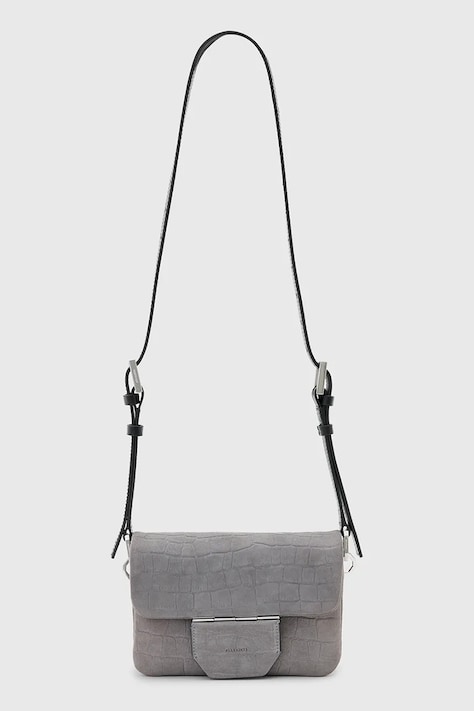 AllSaints geantă de piele JUPITER culoarea gri, W354XC