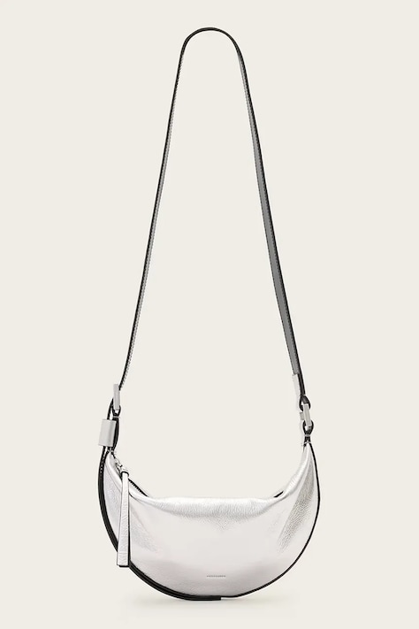 AllSaints poșetă de piele HALF culoarea argintiu, W393XC