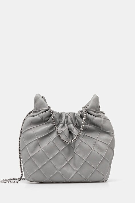 Кожаная сумочка Tory Burch Fleming цвет серый 162451-021