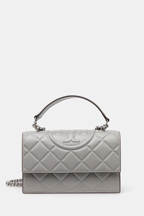 Кожаная сумочка Tory Burch Fleming цвет серый 164800-021