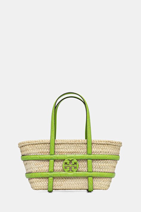 Tory Burch poșeta din rafie Ella Straw culoarea bej, 169396-300