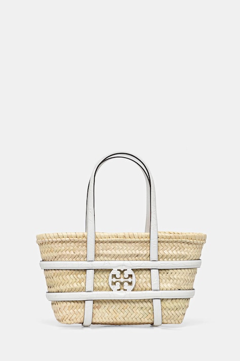 Tory Burch coș de plajă Ella Straw culoarea bej, 169398-100