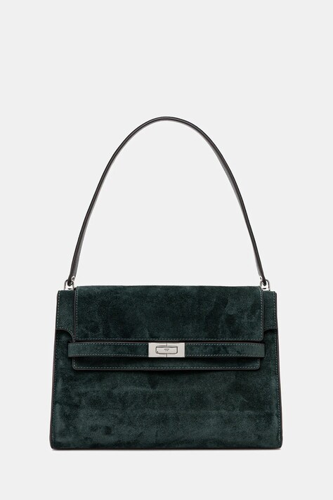 Tory Burch torebka zamszowa Lee Radziwill kolor zielony 169256-400