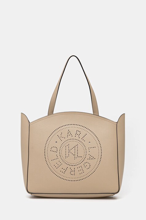 Karl Lagerfeld torebka skórzana kolor beżowy A3W30043