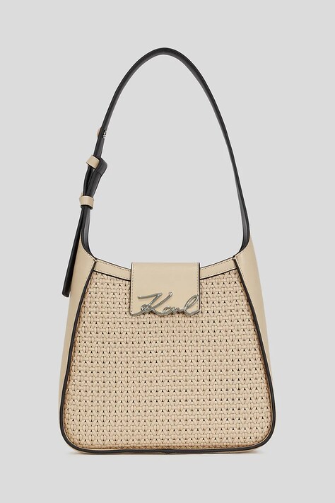 Karl Lagerfeld geantă de piele culoarea bej, A3W30048