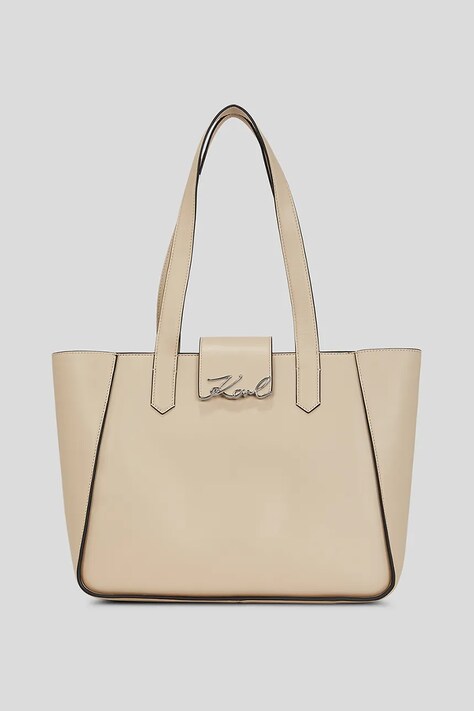 Karl Lagerfeld geantă de piele culoarea bej, A3W30133