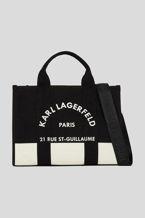 Karl Lagerfeld geantă de bumbac culoarea negru, A3W50025