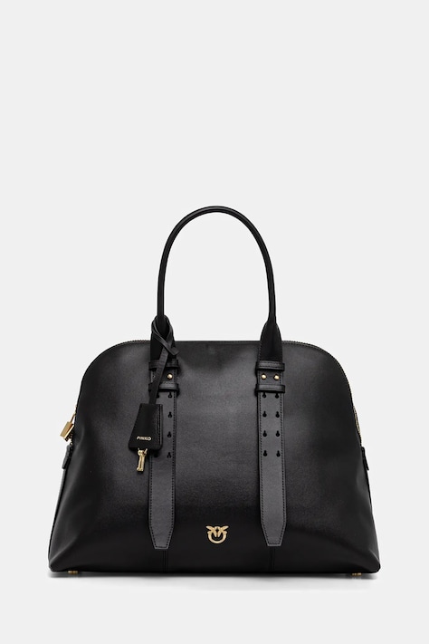 Δερμάτινη τσάντα Pinko χρώμα: μαύρο, 105172 A0QO