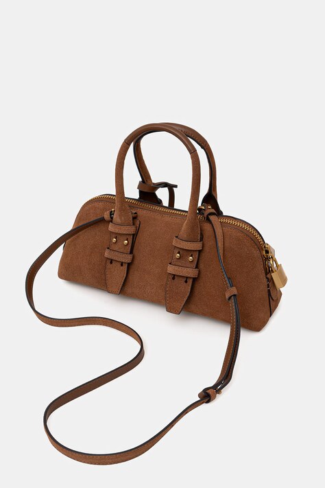 Pinko torebka zamszowa Horizontal kolor brązowy 105334 A2JH