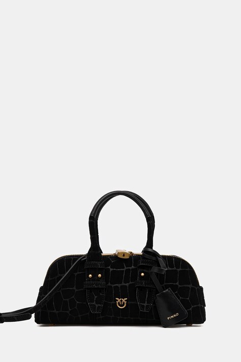 Τσάντα nubuck Pinko Horizontal χρώμα: μαύρο, 105334 A2YW