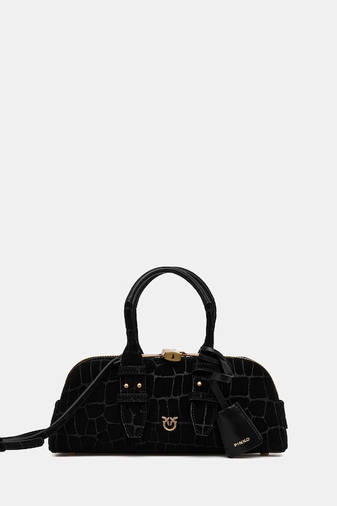 Τσάντα nubuck Pinko Horizontal χρώμα: μαύρο, 105334 A2YW