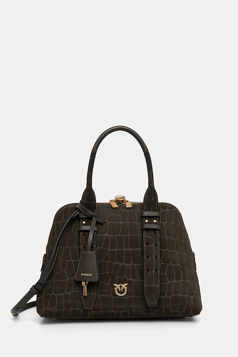 Pinko geantă de mână din piele întoarsă culoarea verde, 105906 A2YW