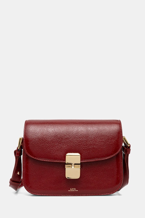 Kožená kabelka A.P.C. sac grace small červená farba, PXCCK.F61413