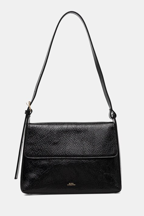 A.P.C. torebka skórzana sac virginie flap kolor czarny PXCCK.F61924