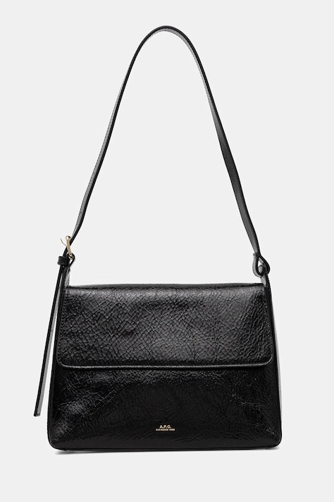 Kožená kabelka A.P.C. sac virginie flap černá barva, PXCCK.F61924