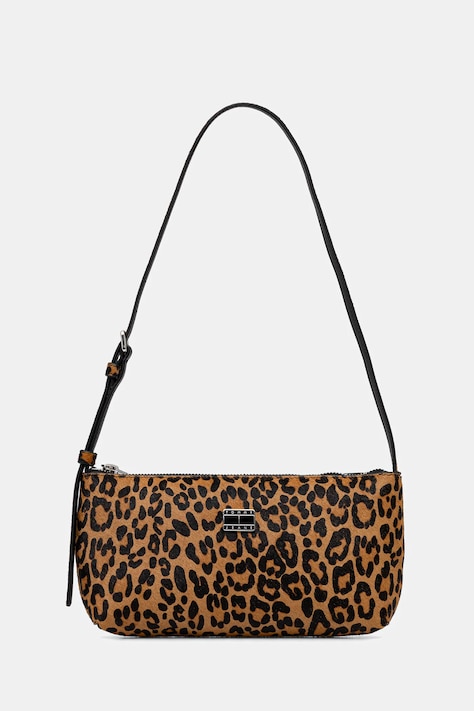 Tommy Jeans poșetă de piele culoarea maro, AW0AW18008