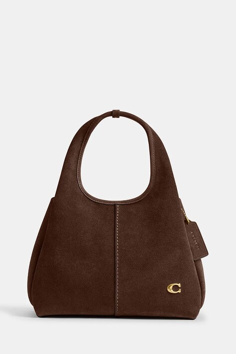 Coach Torebka crossbody damska zamszowa Suade Lana Shoulder Bag 23 brązowa CBZ95