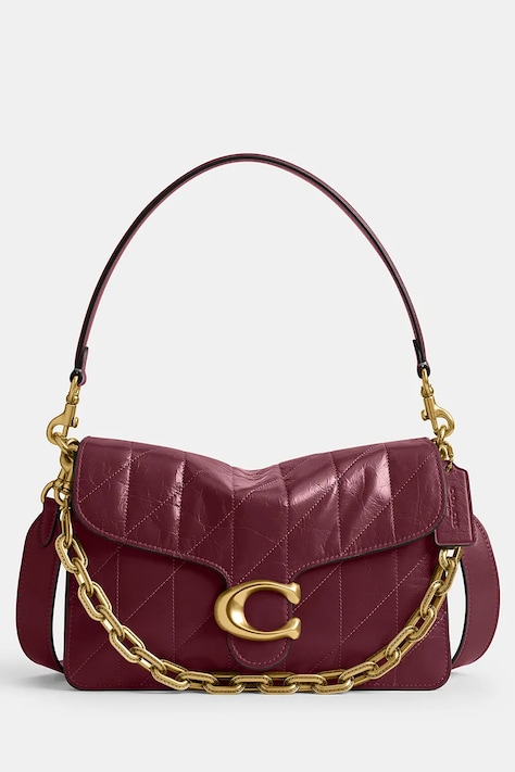 Coach Baguette γυναικεία δερμάτινη Chain Tabby Shoulder Bag With Quilting μωβ CAF55