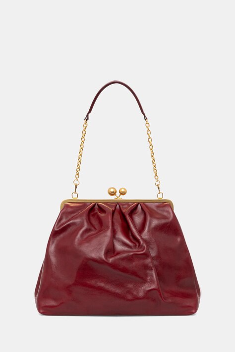 Kožená kabelka Weekend Max Mara MIRTE vínová barva, 2525516035600