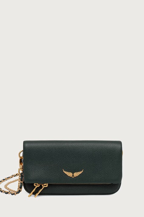 Zadig&Voltaire Torebka crossbody damska skórzana ROCK NANO GRAINED LEATHER zielona LWBA03975
