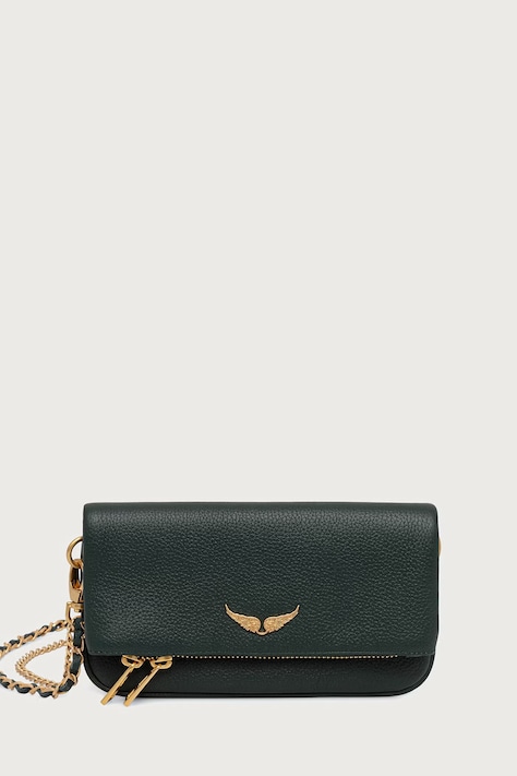 Zadig&Voltaire Torebka crossbody damska skórzana ROCK NANO GRAINED LEATHER zielona LWBA03975