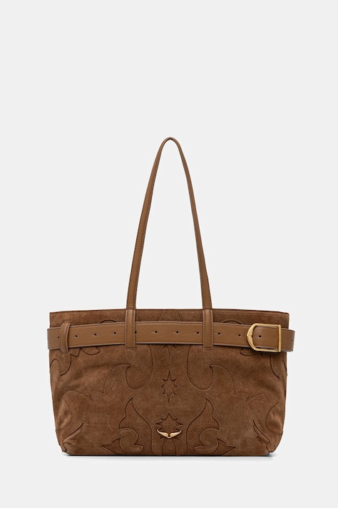 Semišová kabelka ZADIG&VOLTAIRE hnědá barva, LWBA03928