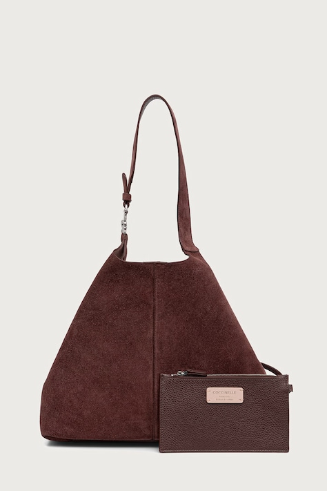 Coccinelle Hobo bag pentru femei din piele întoarsă burgundia E1.THE.11.01.01