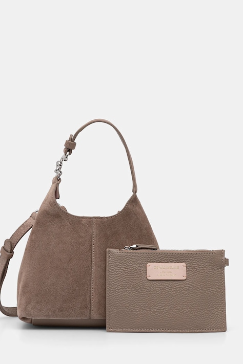 Coccinelle geantă de mână din piele întoarsă culoarea maro, E1.THE.58.01.01