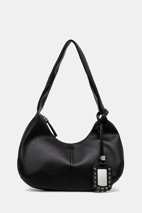 Шкіряна сумочка GANNI Hobo Medium колір чорний A6837
