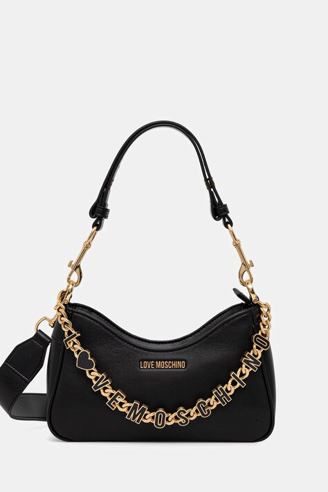 Love Moschino torebka skórzana kolor czarny JC4070PP1NL1300A
